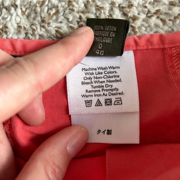 🦋 Eddie Bauer Pink Coral Front Pleated Cotton Midi Skirt Size 10 12 - Picture 4 of 7